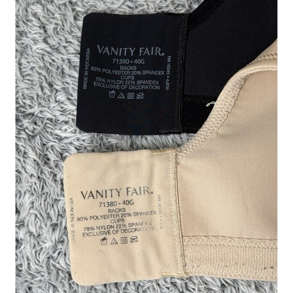 Set of 2 Vanity Fair Wireless Wire-free Bras Beige and Black Size 40G - Picture 8 of 10